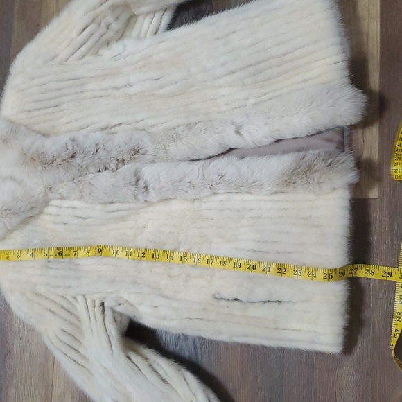 Vintage mink corded coat zinman furs tourmaline cream fox collar euc - Picture 11 of 13